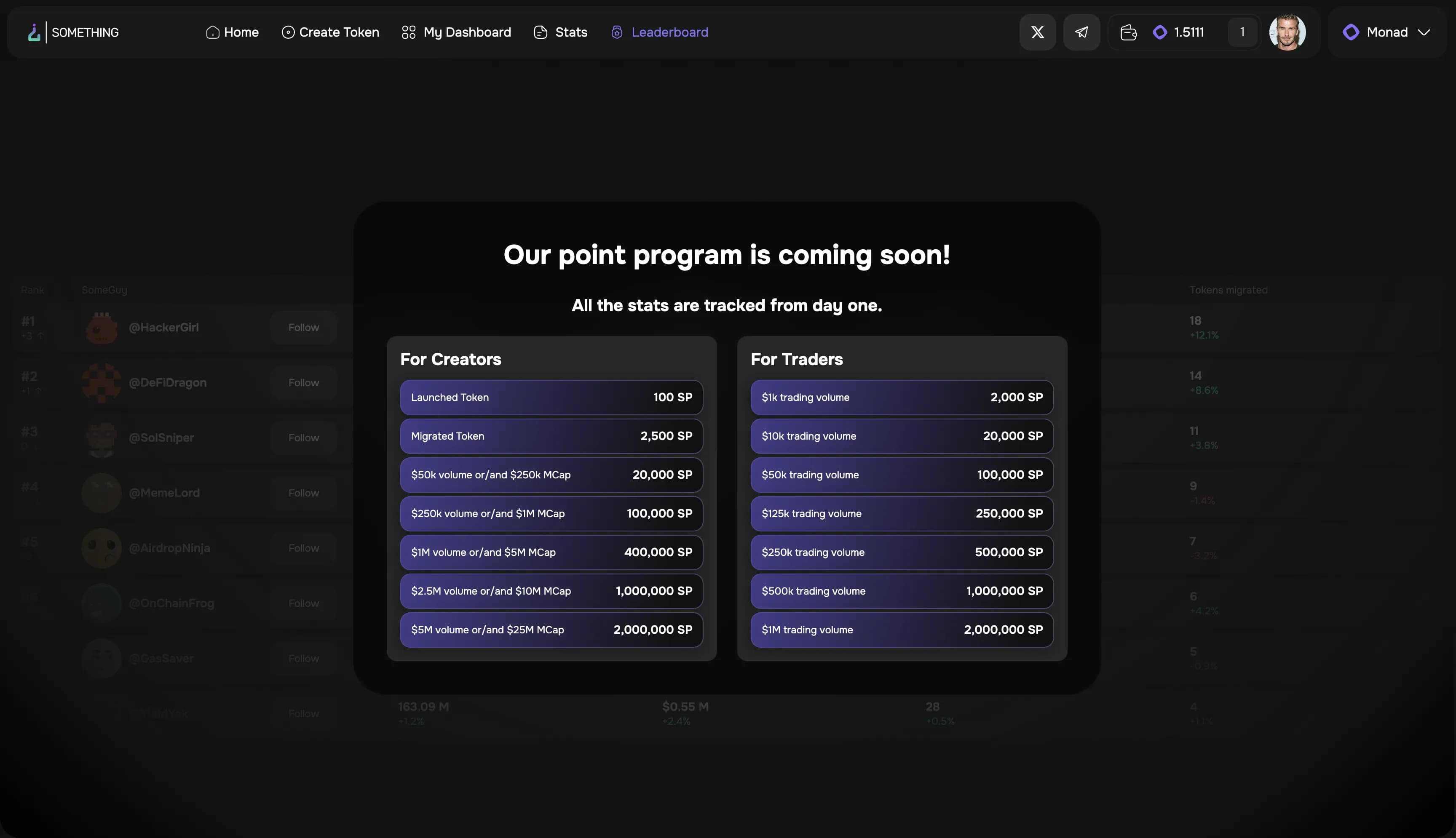 Something Tools — Memecoins Launchpad — экран 5